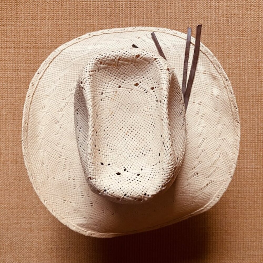 Vintage Men’s Size 7 Artel Tan Cowboy Hat with Brown Leather Band and Strips - Picture 5 of 7